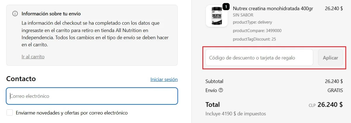 clic en el cupón