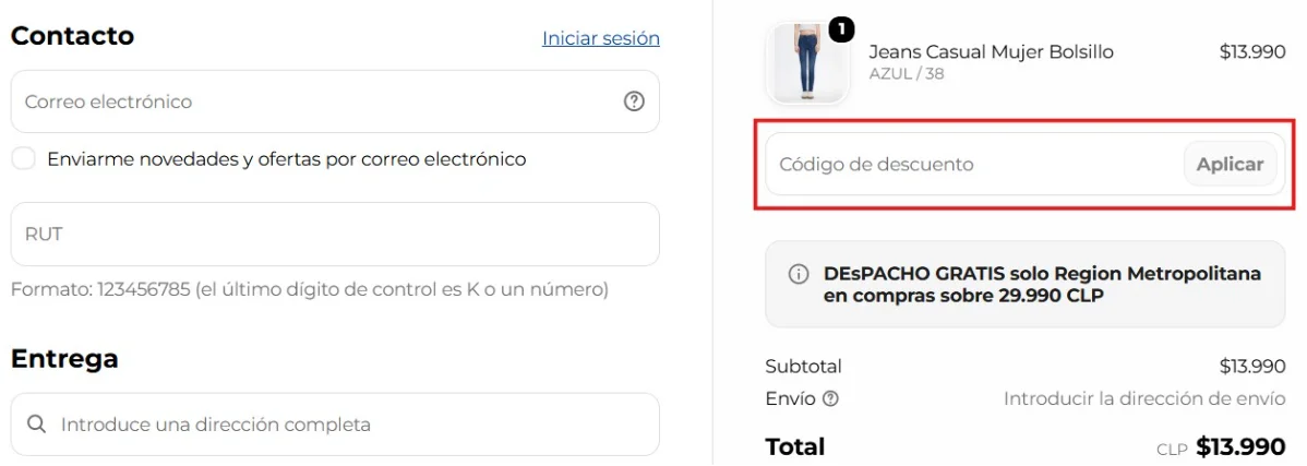clic en el cupón