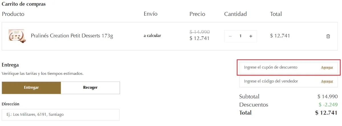 clic en el cupón